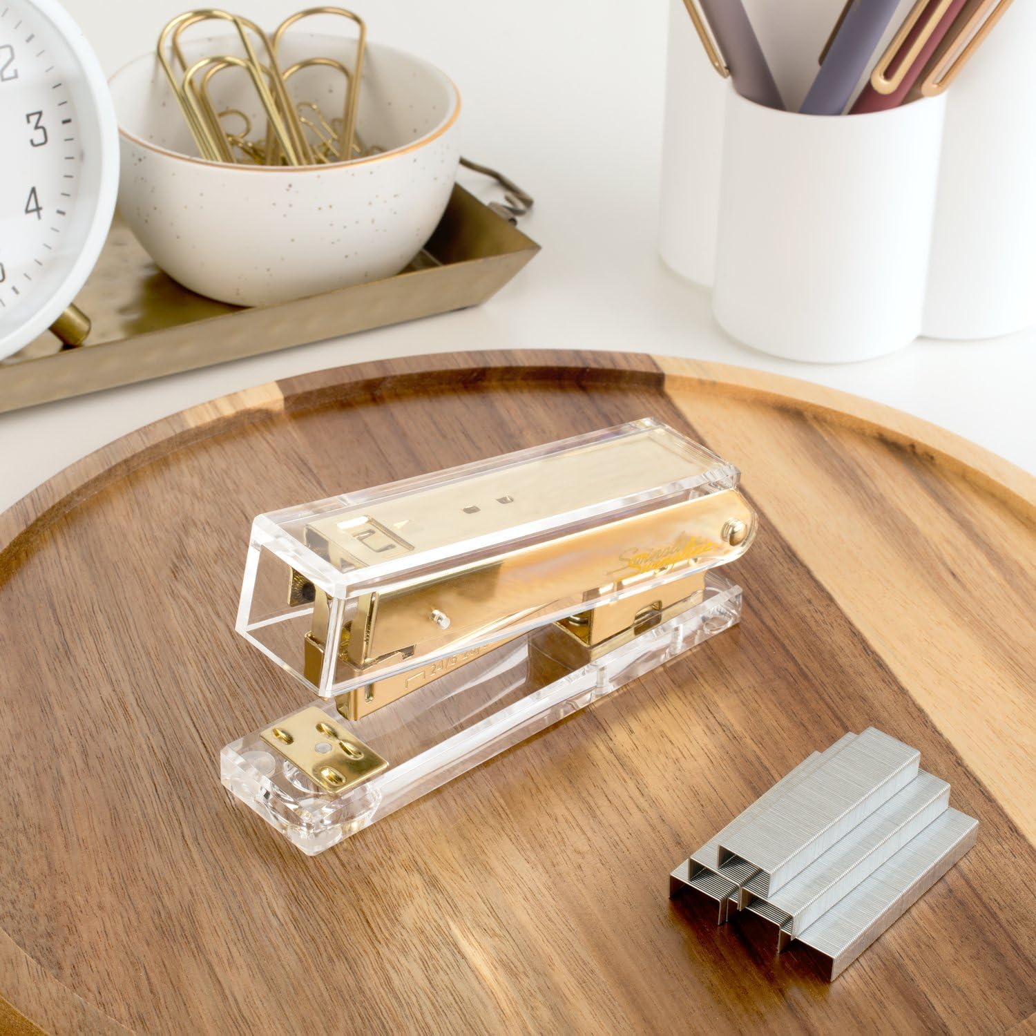 Clear Acrylic Gold Stapler, 20 – обзор и цена Stapler Half Strip
