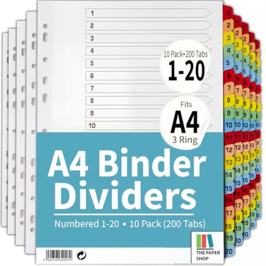 Binder Dividers with Tabs -20  – обзор и цена Tab Divider A4
