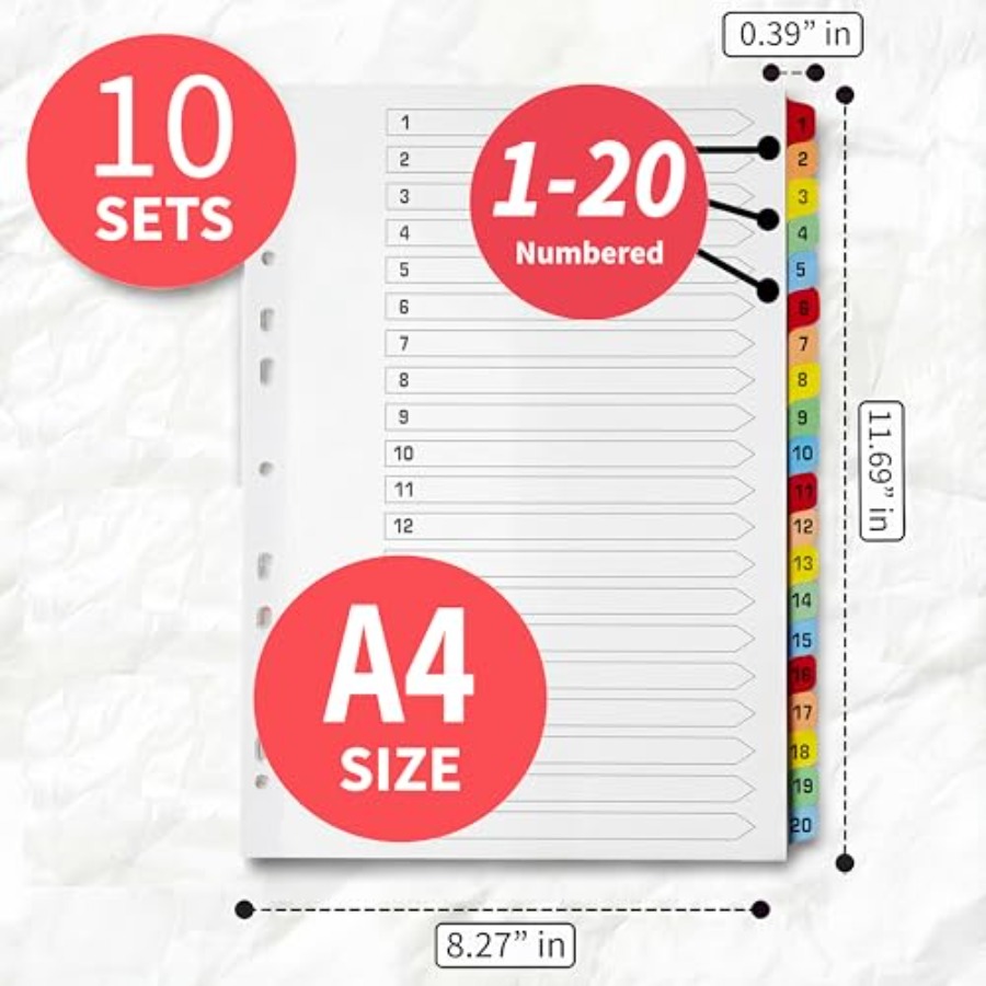 Binder Dividers with Tabs -20  – обзор и цена Tab Divider A4
