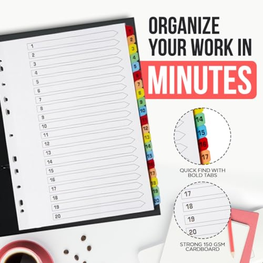 Binder Dividers with Tabs -20  – обзор и цена Tab Divider A4