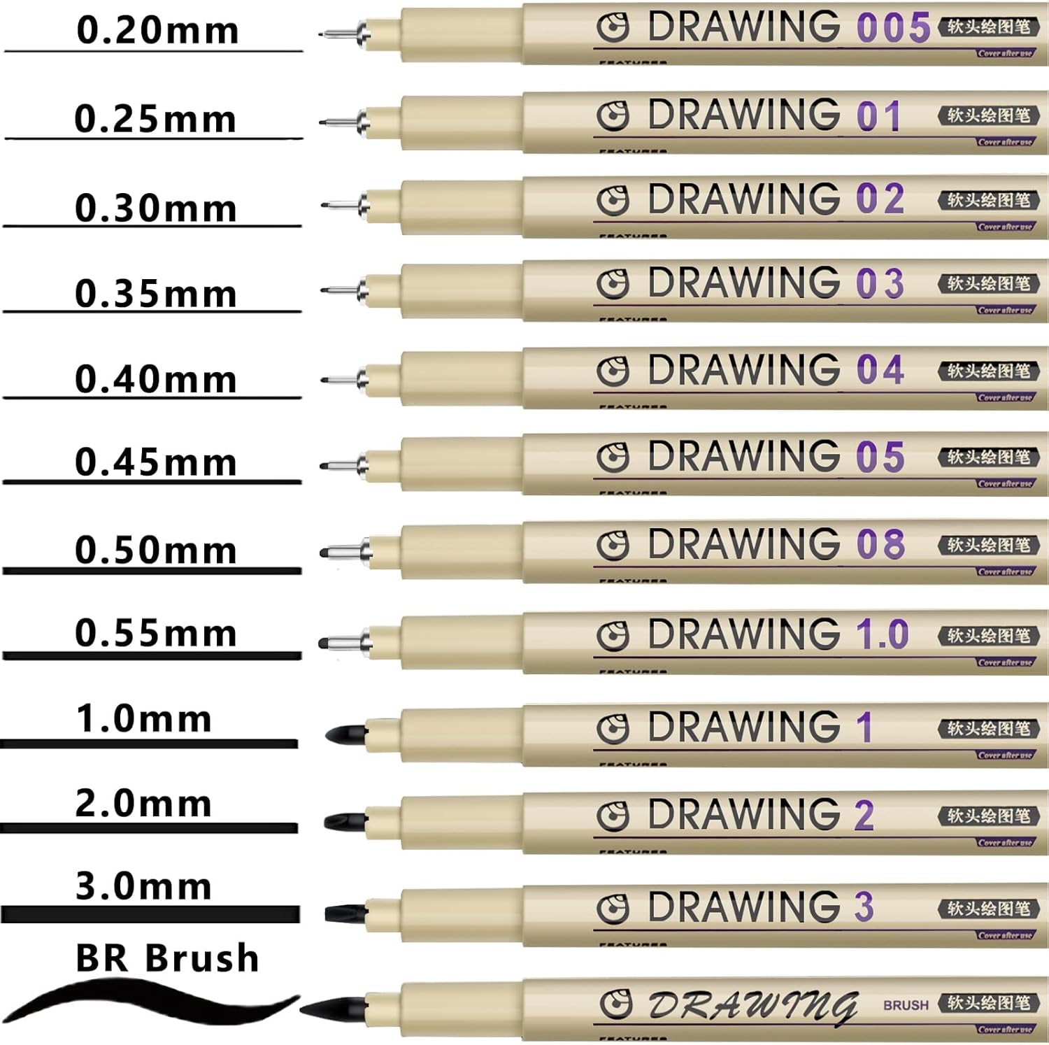 12 Black Fine Line Drawing Pen – обзор и цена Archive Box Set