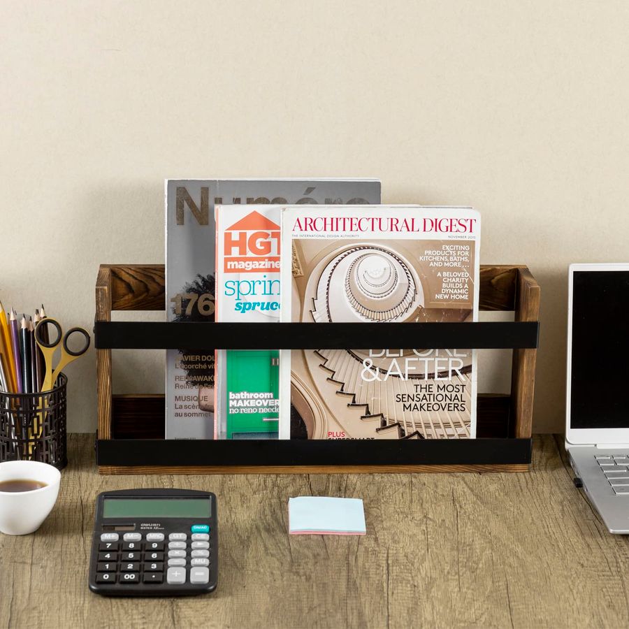 Rustic Burnt Solid Wood and In – обзор и цена Magazine Holder Rack